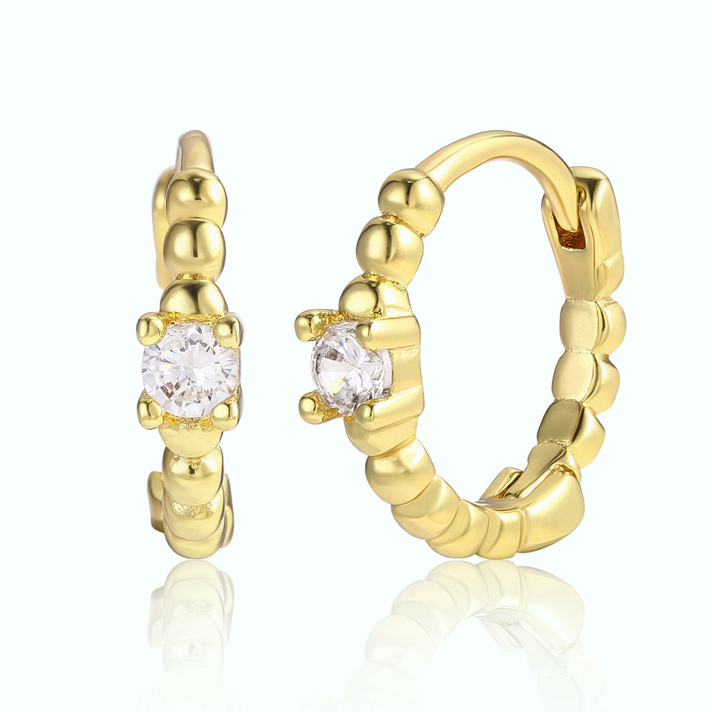 Cercei din Aliaj Placat cu Aur ( 10 grame ) cu Cristal Alb Emporia®