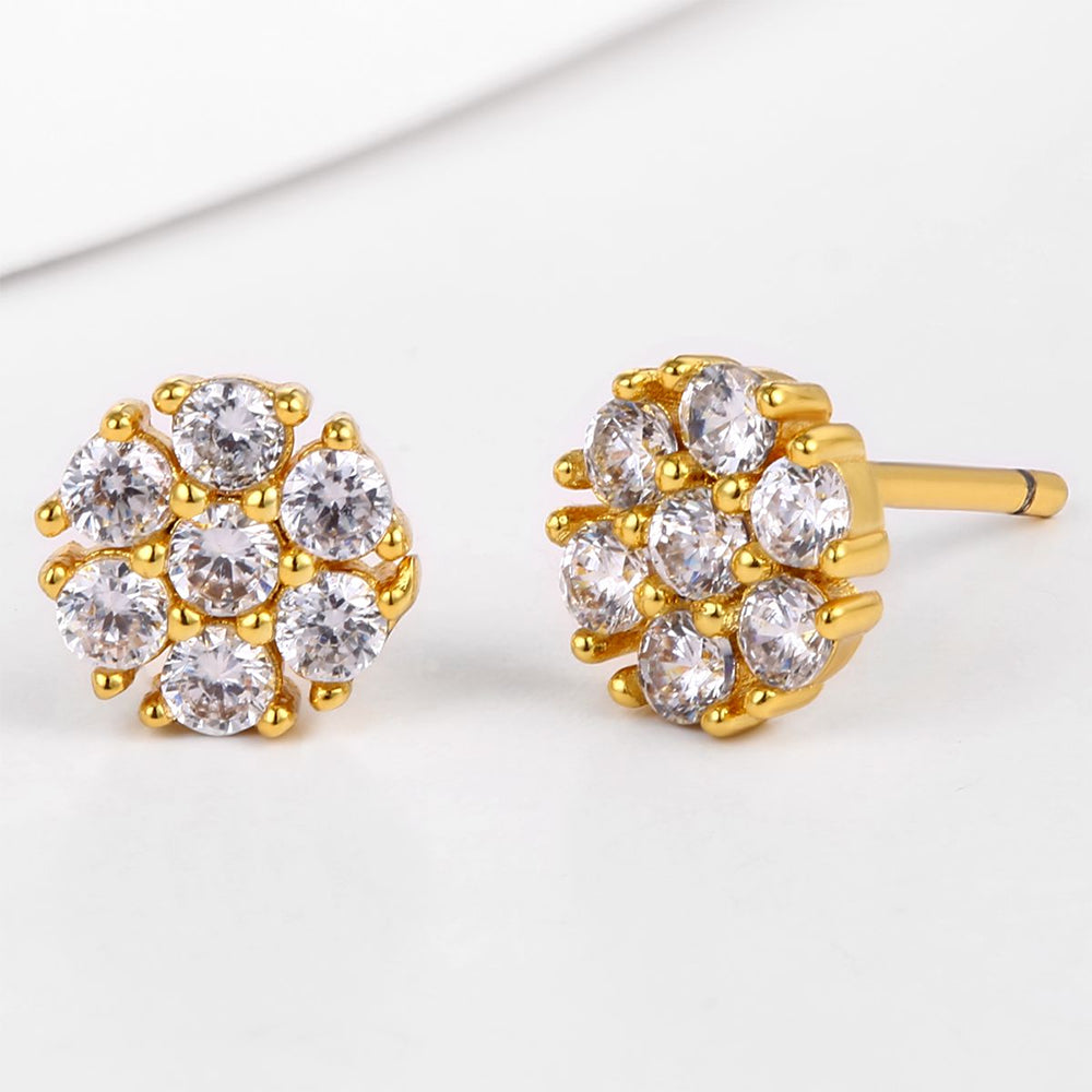 Cercei din Aliaj Placat cu Aur ( 10 grame ) cu Cristal Alb Emporia®