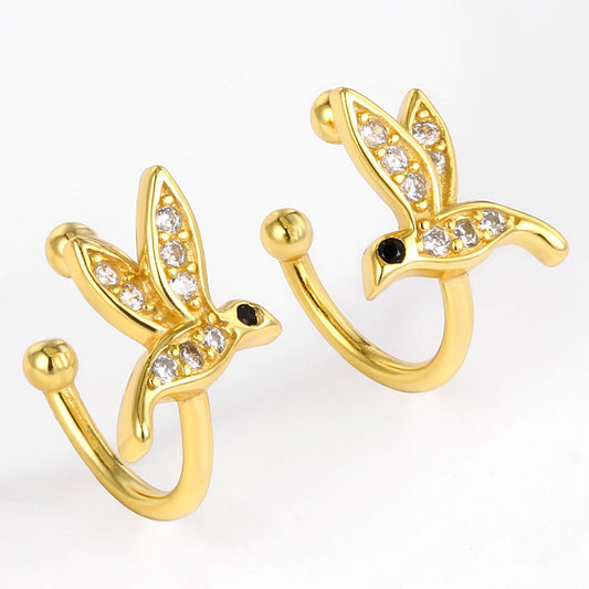 Cercei din Aliaj Placat cu Aur ( 10 grame ) cu Cristal Alb Emporia® și Cristal Negru Emporia®