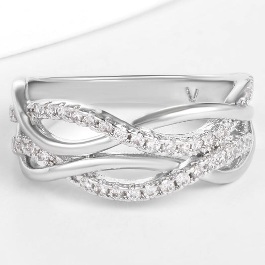 Inel din Aliaj Placat cu Aur ( 10 grame ) cu Cristal Alb Emporia®