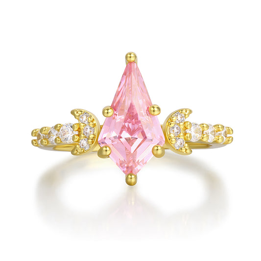 Inel din Aliaj Placat cu Aur cu Cristal Roz Emporia® și Cristal Alb Emporia®