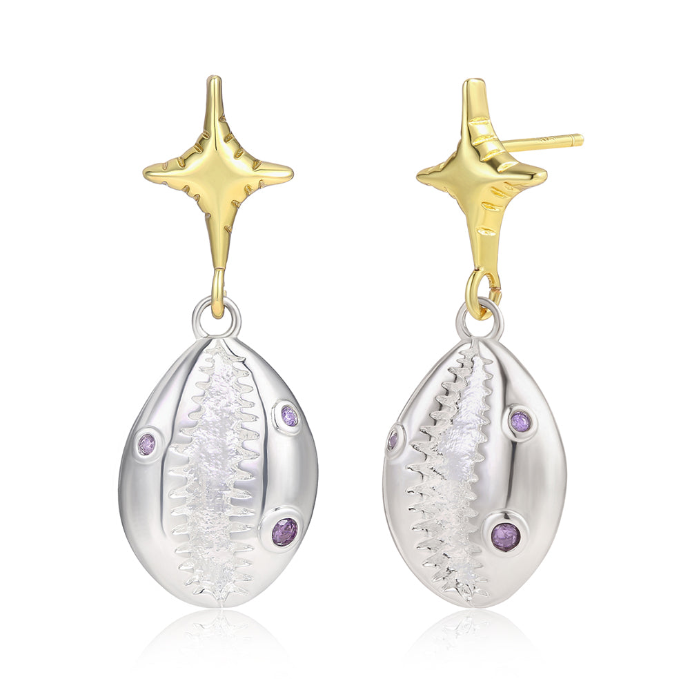 Cercei din Aliaj Placat cu Aur cu Cristal Violet Emporia®