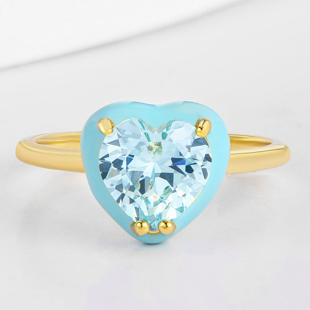 Inel din Aliaj Placat cu Aur cu Cristal Albastru Emporia®