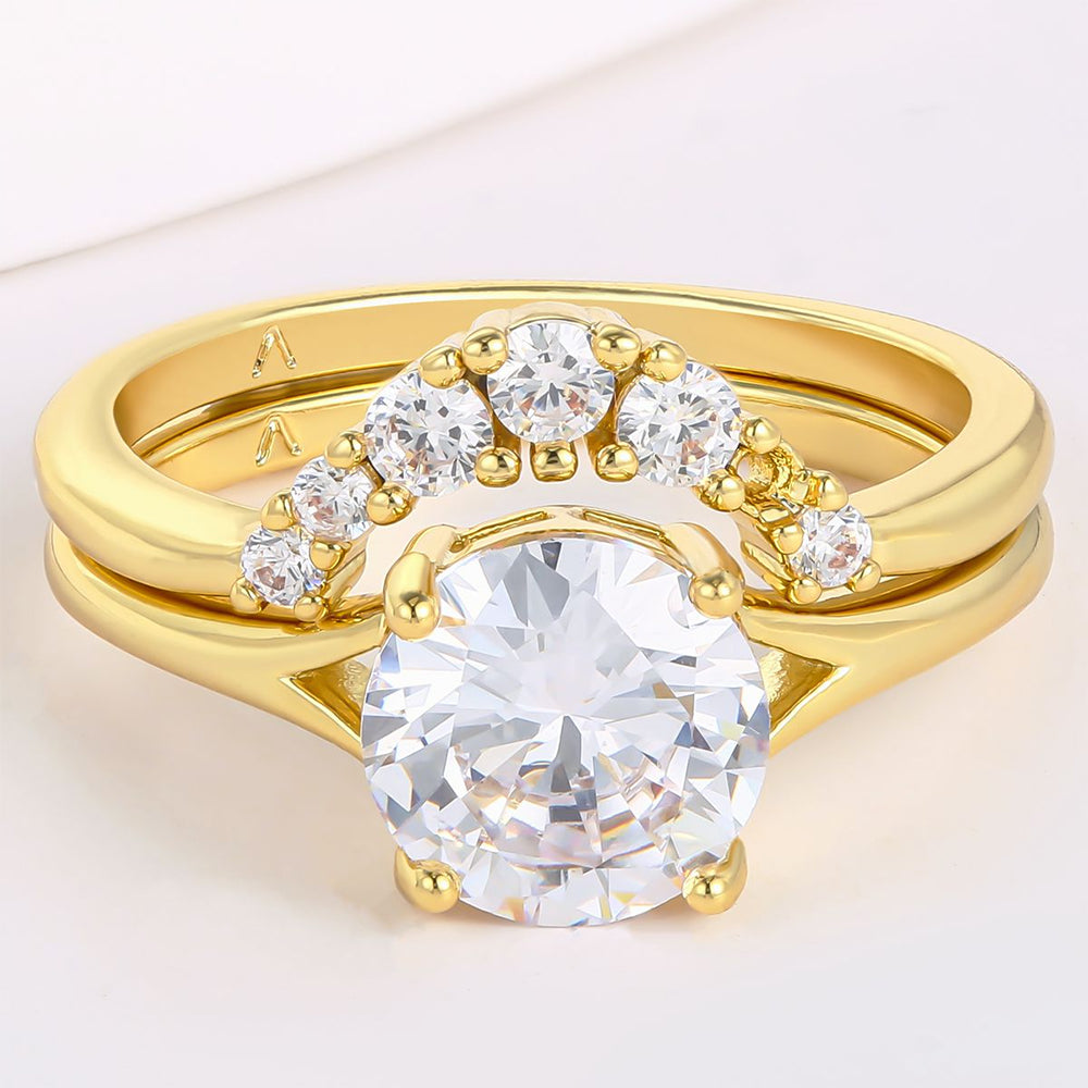 Inel din Aliaj Placat cu Aur ( 10 grame ) cu Cristal Alb Emporia®