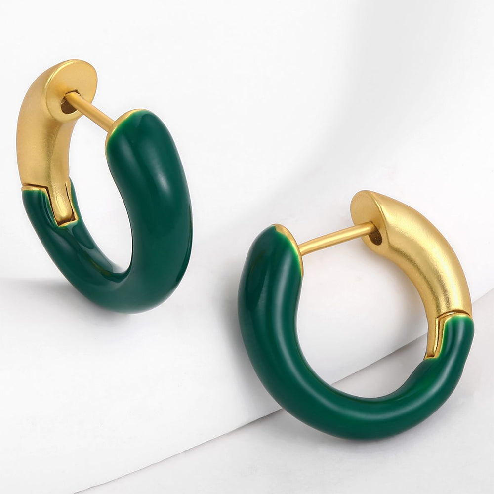 Cercei din Aliaj Placat cu Aur ( 10 grame ) cu Cristal Verde Emporia®