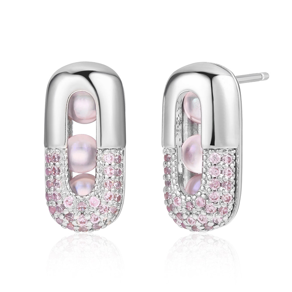 Cercei din Aliaj Placat cu Aur ( 10 grame ) cu Cristal Roz Emporia®