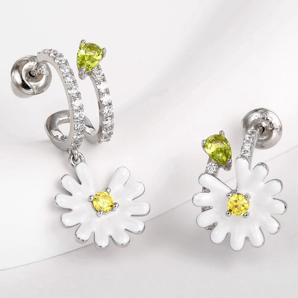 Cercei din Aliaj Placat cu Aur ( 10 grame ) cu Cristal Alb Emporia® și Cristal Galben Emporia®