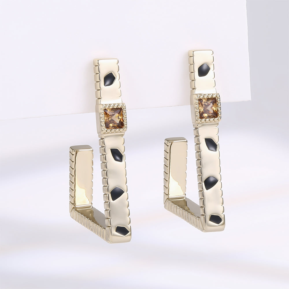 Cercei din Aliaj Placat cu Aur ( 10 grame ) cu Cristal Maro Emporia®