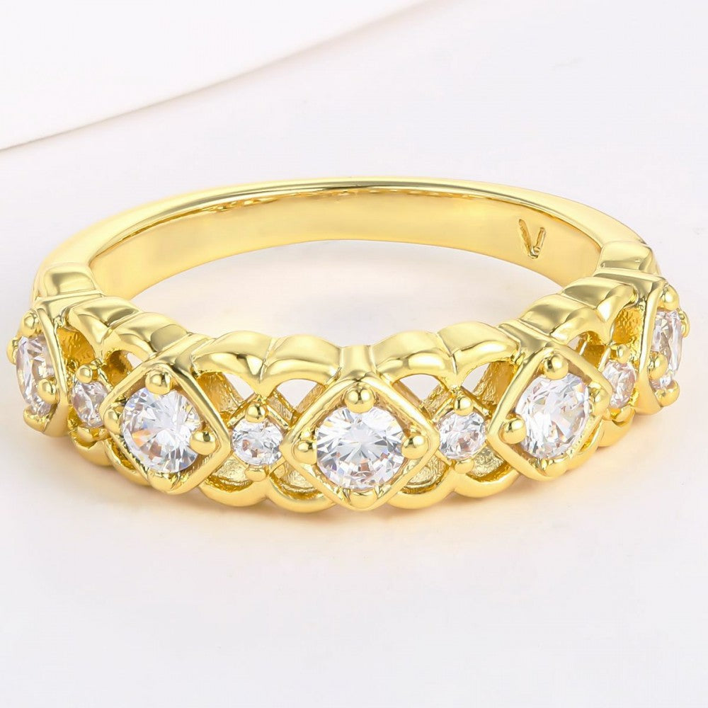 Inel din Aliaj Placat cu Aur cu Cristal Alb Emporia®