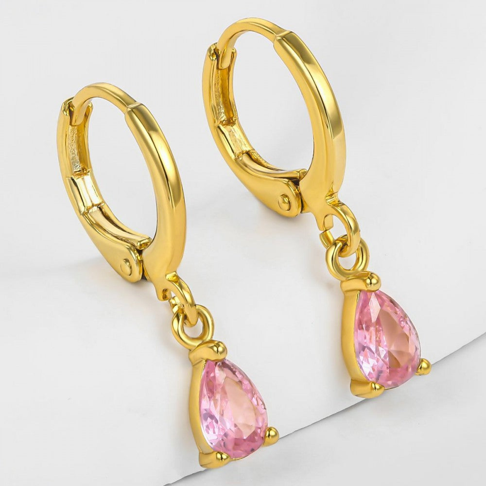Cercei din Aliaj Placat cu Aur cu Cristal Roz Emporia®