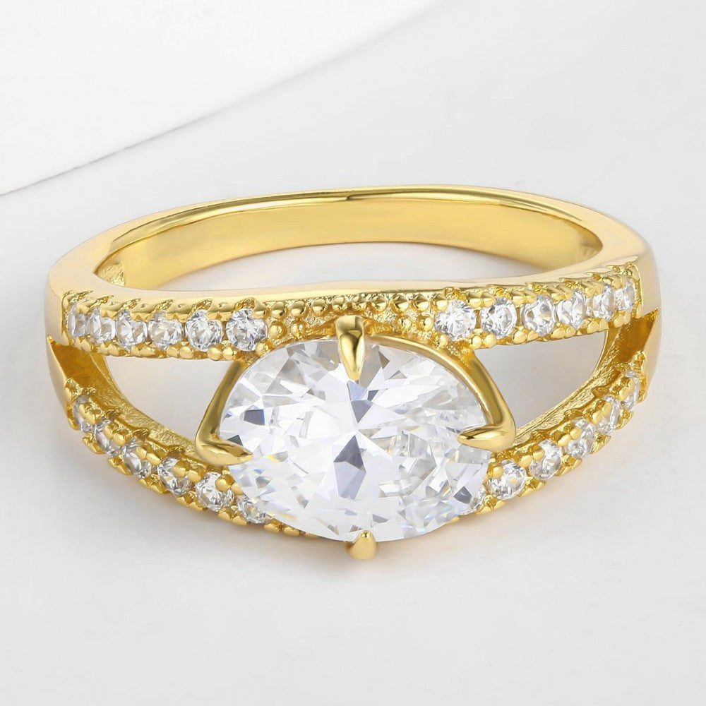 Inel din Aliaj Placat cu Aur cu Cristal Alb Emporia®