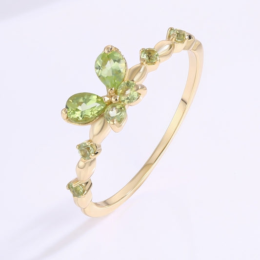 Inel din Aliaj Placat cu Aur cu Cristal Verde Emporia®