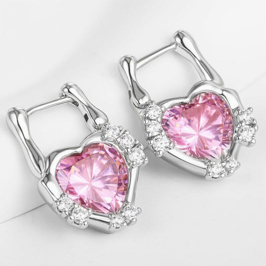 Cercei din Aliaj Placat cu Aur cu Cristal Roz Emporia®