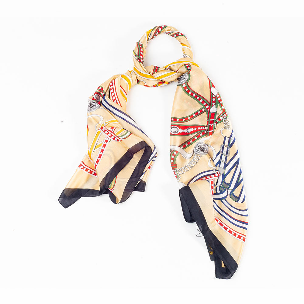 Eșarfă „Lanțuri de lux”, 85 x 180 cm, crem, 100% mătase vegană