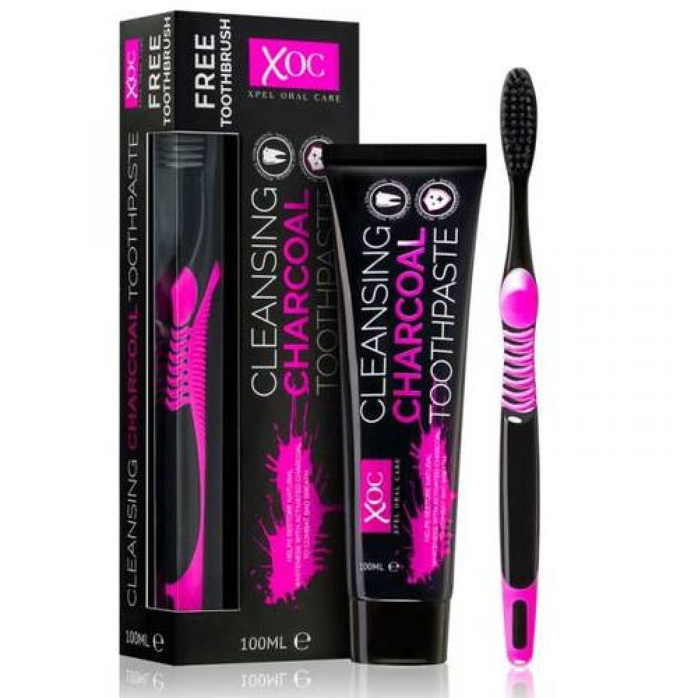 XOC Pastă de dinți cu cărbune activat pentru albirea dinților cu periuță de dinți CADOU