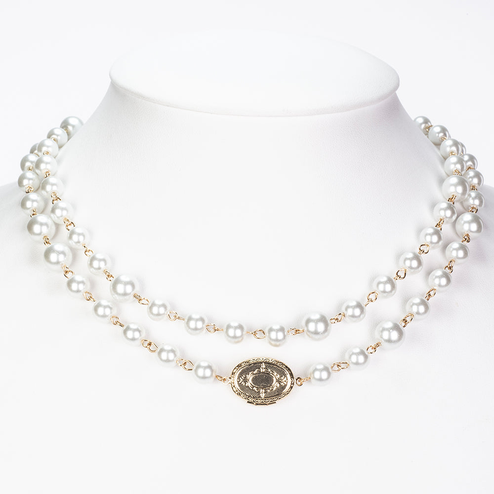 Colier din Aliaj Placat cu Aur ( 53.33 grame ) cu Perlă de cristal