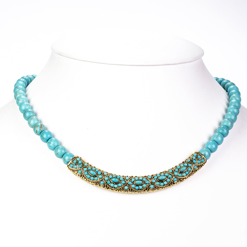 Colier din Aliaj Placat cu Aur ( 44.23 grame ) cu Turcoaz 172.2 Carate