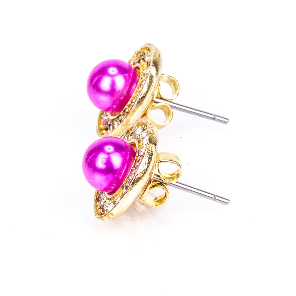 Set din Aliaj Placat cu Aur ( 10 grame ) cu Perlă de Apă Dulce Albă și Cristal Alb Emporia® 3.41 Carate ( Colier+Cercei+Pandantiv )