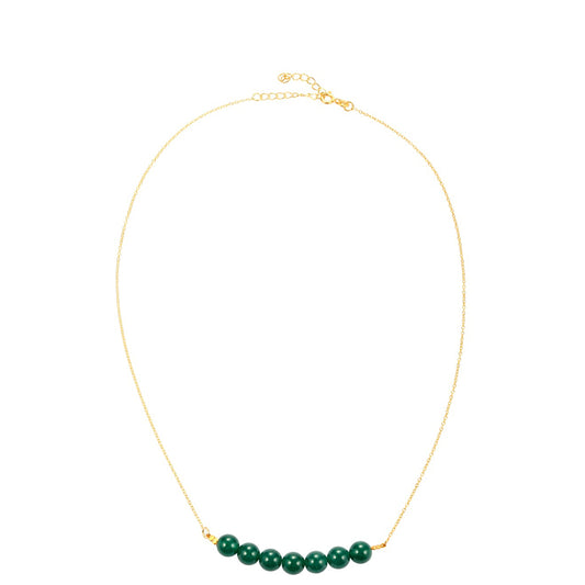 Colier din Argint 925 Placat cu Aur ( 1.84 grame ) cu Jad verde 26.05 Carate