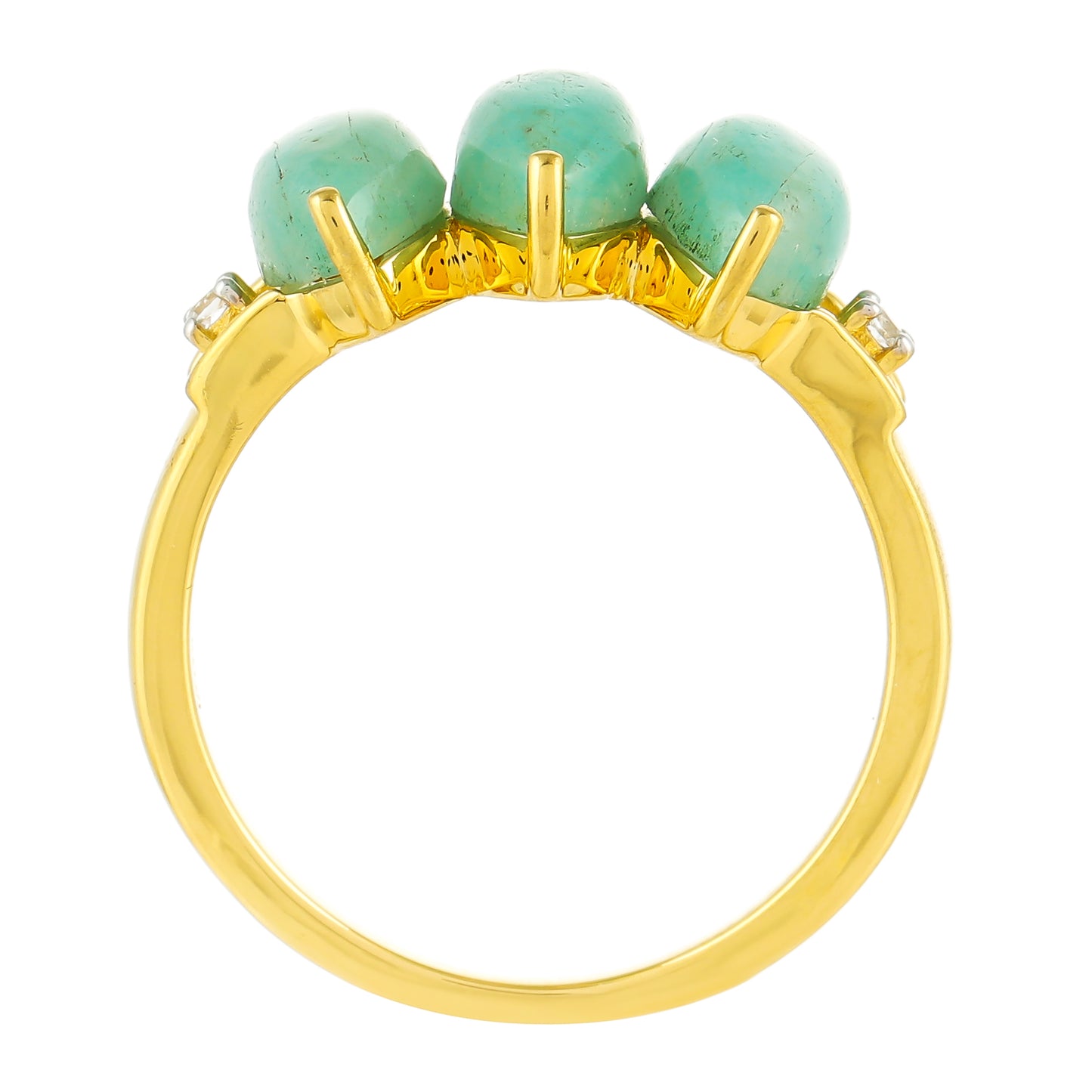 Inel din Argint 925 Placat cu Aur ( 2.87 grame ) cu Amazonit și Topaz Alb 3.65 Carate