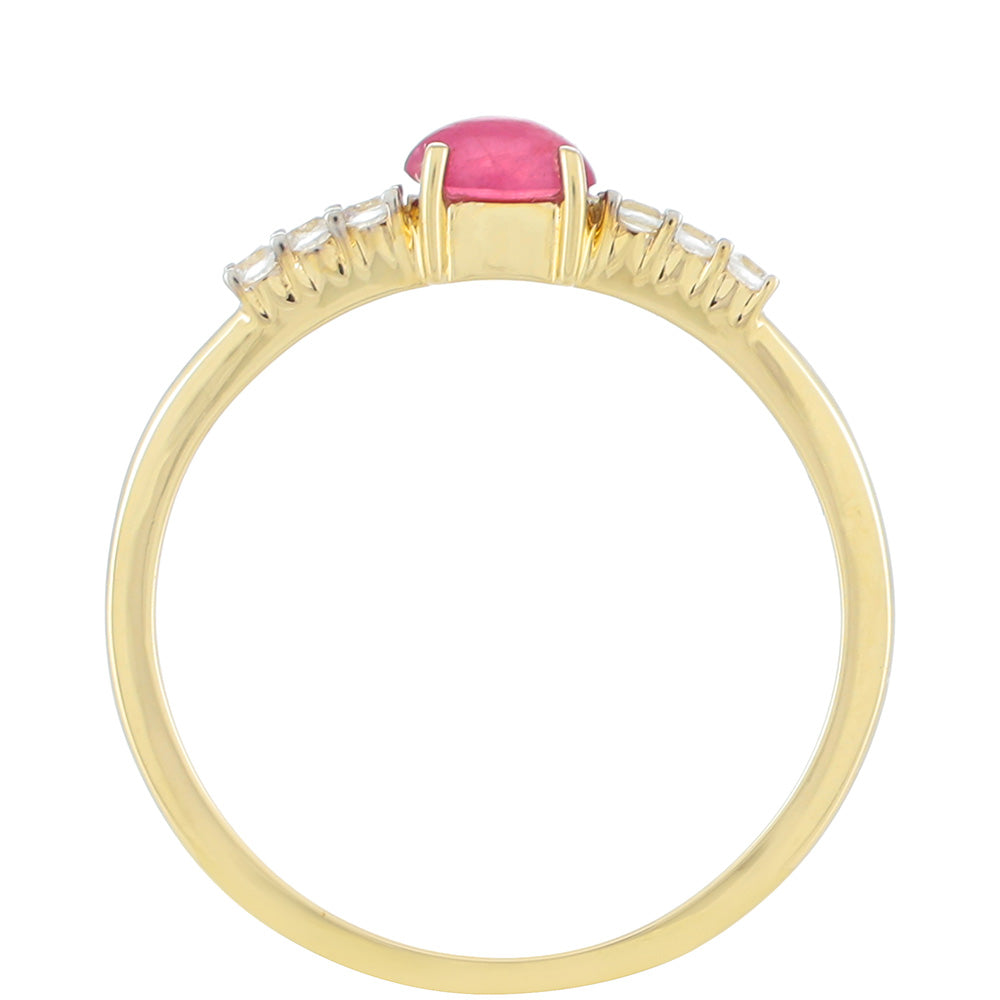 Inel din Aur de 9K ( 1.38 grame ) cu Rubin Thailandez și Zircon Natural 0.5 Carate