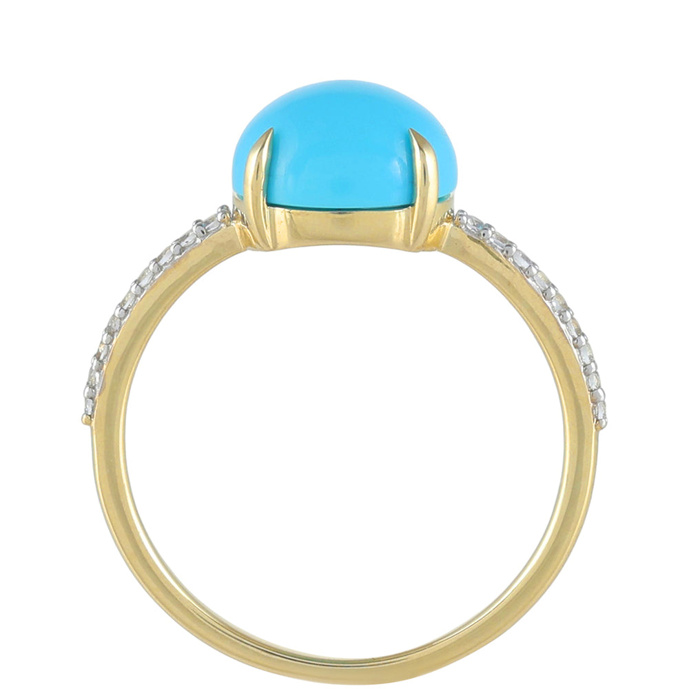 Inel din Aur de 9K ( 1.42 grame ) cu Turcoaz ”Frumoasa Adormită” și Topaz Alb 2.49 Carate