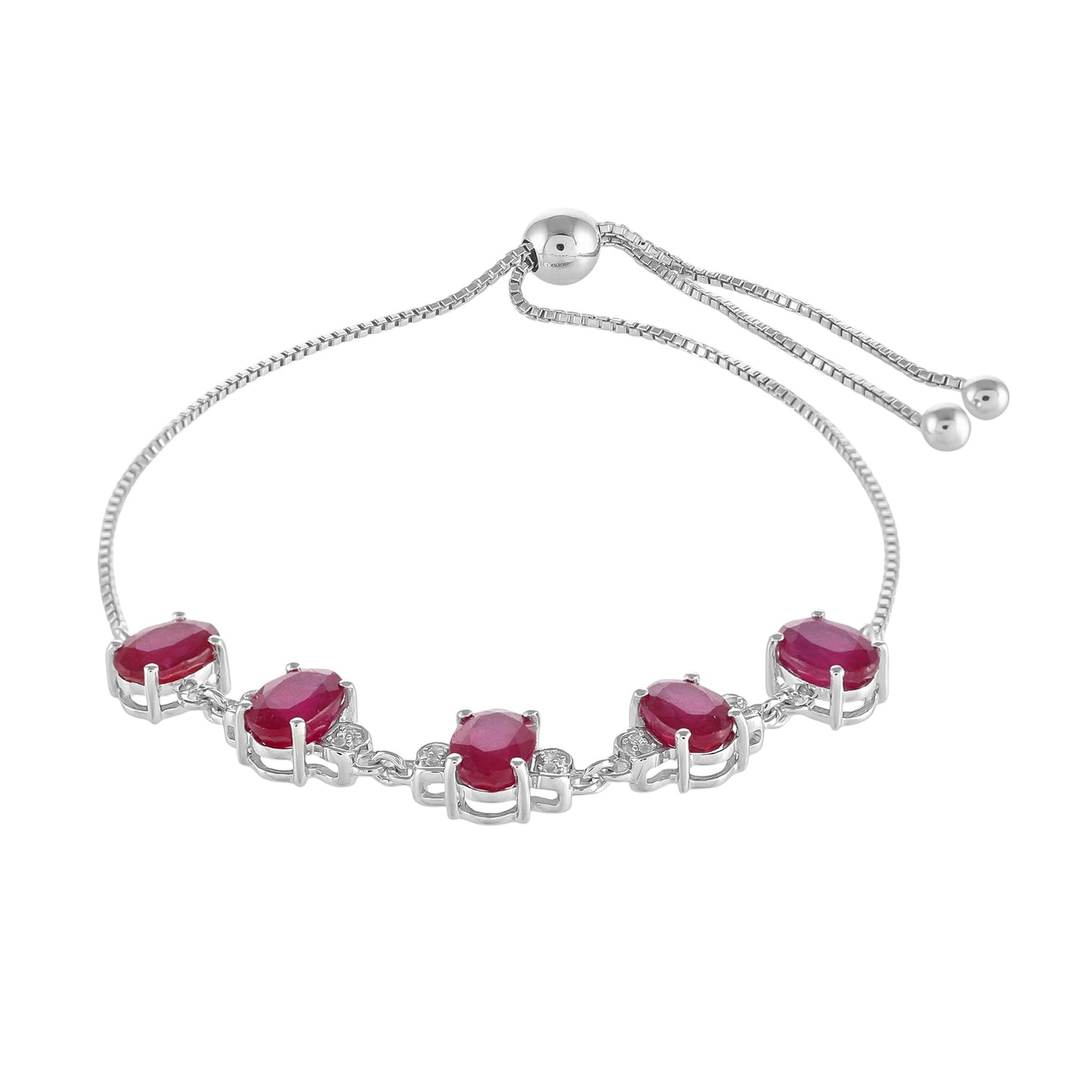 Brățară din Argint 925 ( 4.18 grame ) cu Rubin Thailandez și Topaz Alb 5.92 Carate