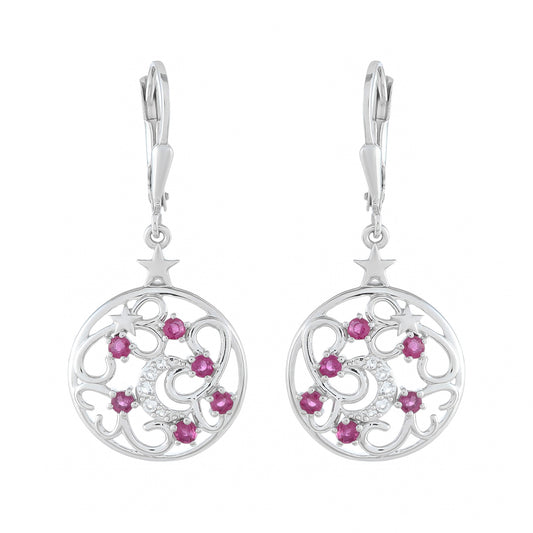 Cercei din Argint 925 ( 3.75 grame ) cu Rubin Thailandez și Topaz Alb 0.77 Carate