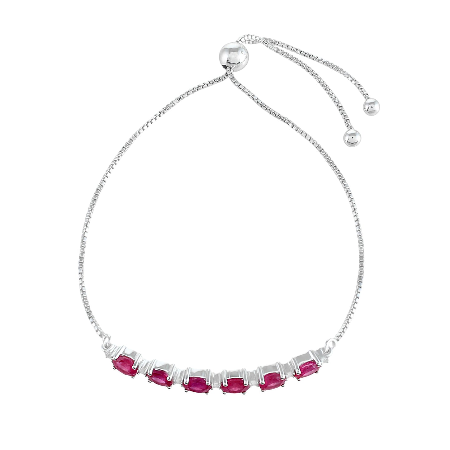 Brățară din Argint 925 ( 3.99 grame ) cu Rubin Thailandez și Topaz Alb 3.17 Carate