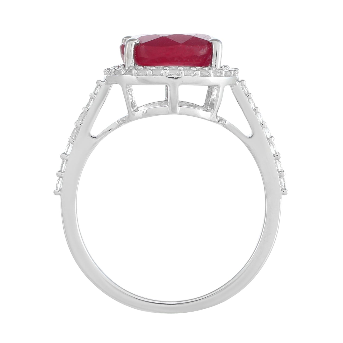 Inel din Argint 925 ( 2.31 grame ) cu Rubin Thailandez și Topaz Alb 5.34 Carate