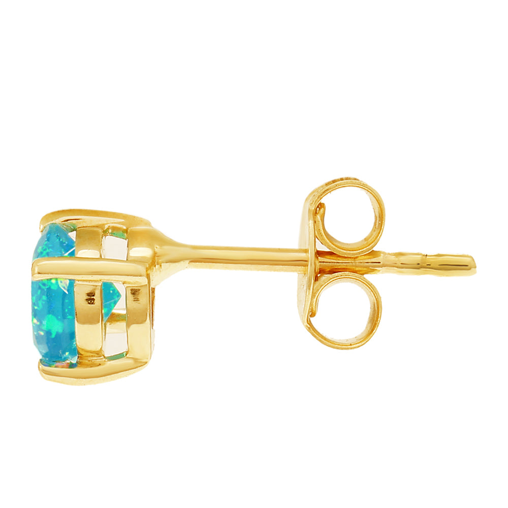 Cercei din Aur de 9K ( 1 grame ) cu Opal Albastru Etiopian Paraiba 0.56 Carate
