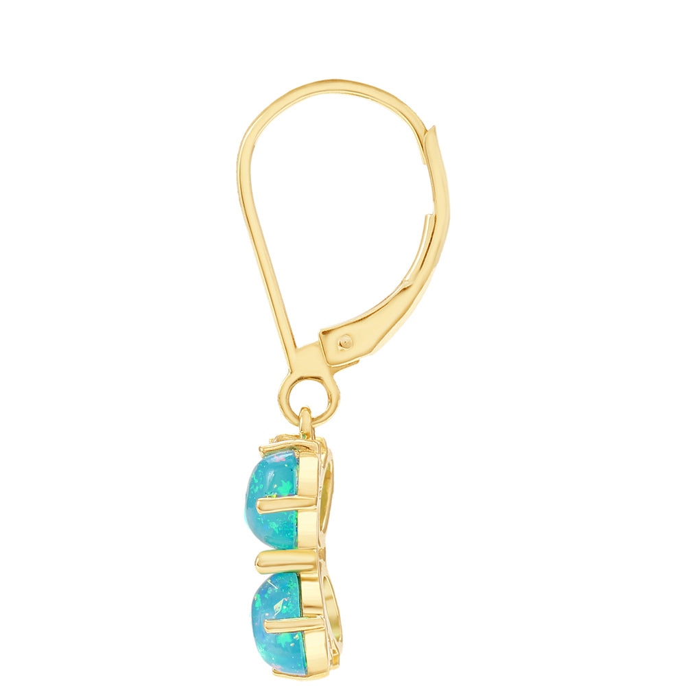 Cercei din Aur de 9K ( 2.19 grame ) cu Opal Albastru Etiopian Paraiba și Topaz Alb 2.68 Carate