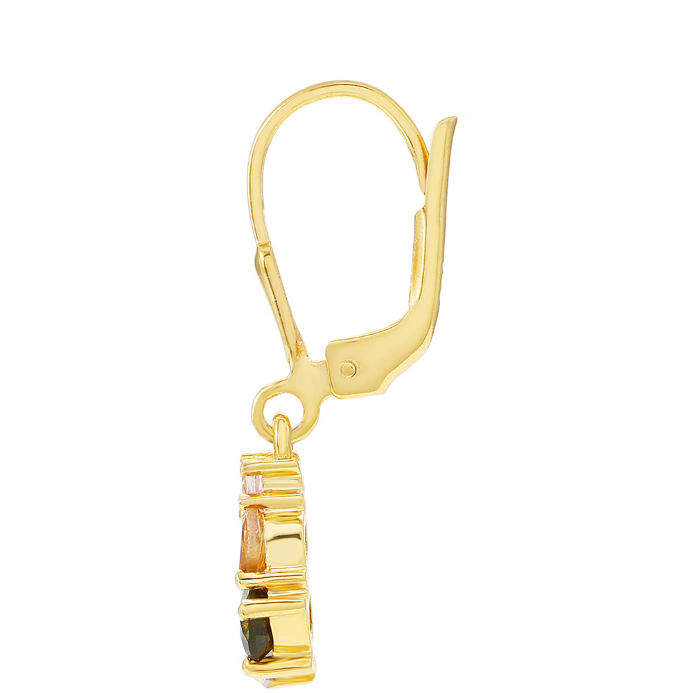 Cercei din Argint 925 Placat cu Aur ( 2.18 grame ) cu Turmalină Curcubeu Pelmadulla și Topaz Alb 1.25 Carate