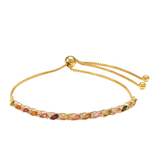 Brățară din Argint 925 Placat cu Aur ( 4.1 grame ) cu Turmalină Curcubeu Pelmadulla și Topaz Alb 1.64 Carate