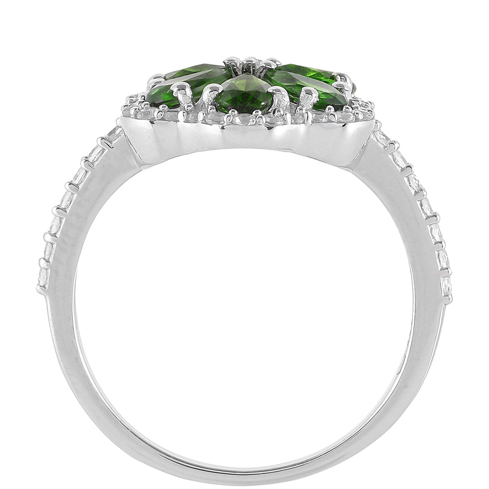 Inel din Argint 925 ( 2.49 grame ) cu Cromdiopsid și Topaz Alb 1.52 Carate