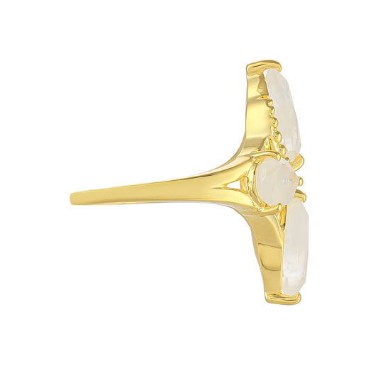 Inel din Argint 925 Placat cu Aur ( 3.19 grame ) cu Piatra Lunii Curcubeu 2.98 Carate