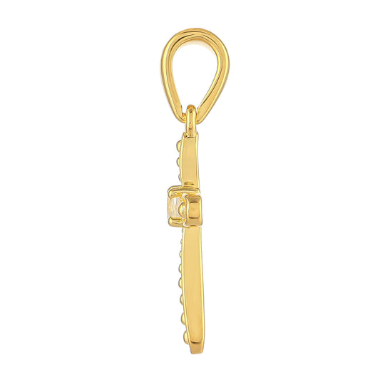 Cruce Pandantiv din Argint 925 Placat cu Aur ( 1.45 grame ) cu Piatra Lunii Curcubeu 0.1 Carate