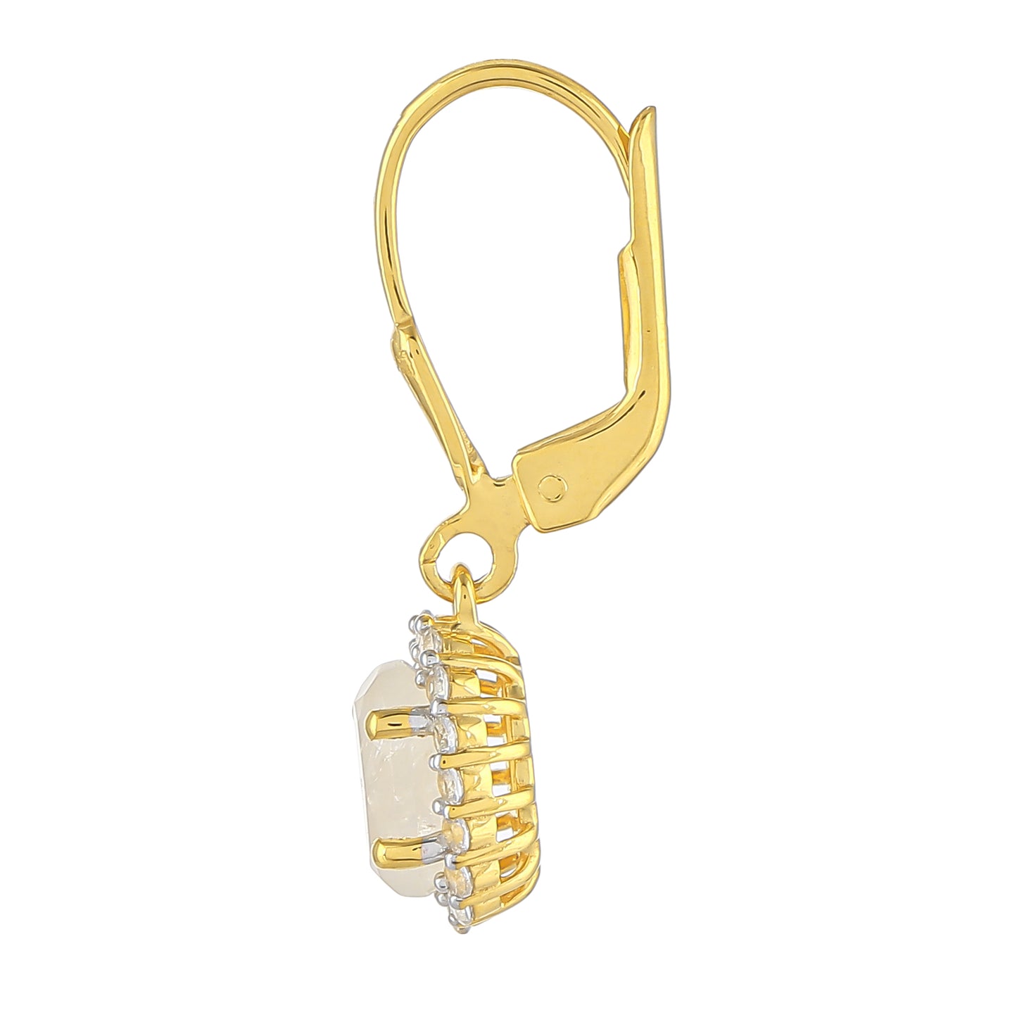 Cercei din Argint 925 Placat cu Aur ( 1.81 grame ) cu Piatra Lunii Curcubeu și Topaz Alb 2.07 Carate