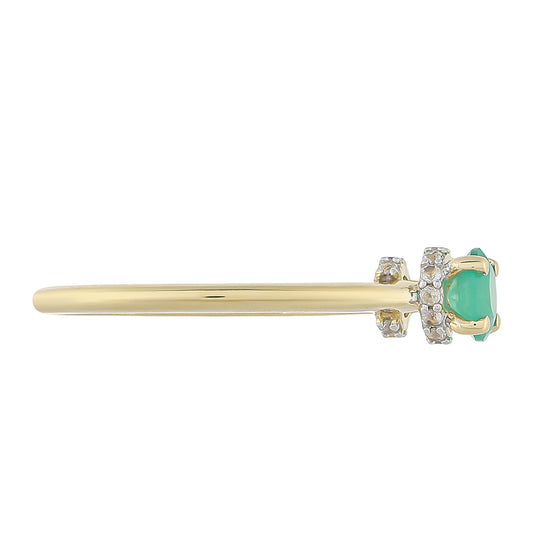 Inel din Aur de 9K ( 1.49 grame ) cu Smarald Brazilian și Topaz Alb 0.48 Carate