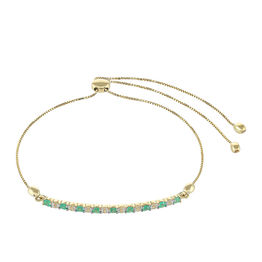 Brățară din Aur de 9K ( 2.48 grame ) cu Smarald Brazilian și Topaz Alb 0.64 Carate