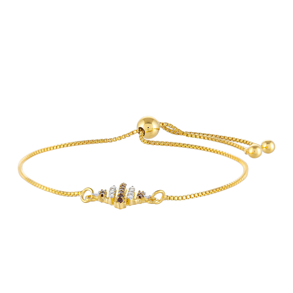 Brățară din Argint 925 Placat cu Aur ( 2.95 grame ) cu Diamant Roșu și Diamant Alb 0.23 Carate