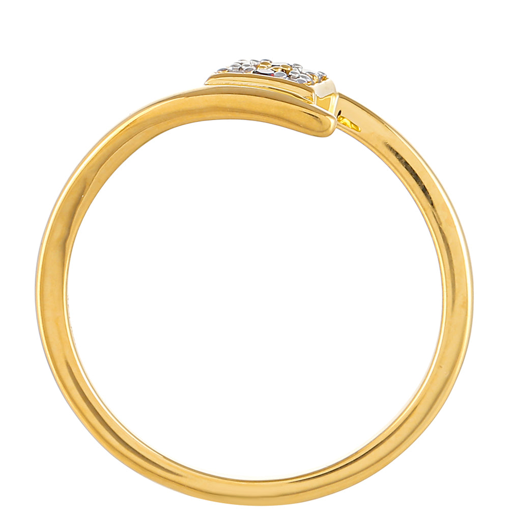 Inel din Argint 925 Placat cu Aur ( 1.9 grame ) cu Diamant Roșu și Diamant Alb 0.09 Carate