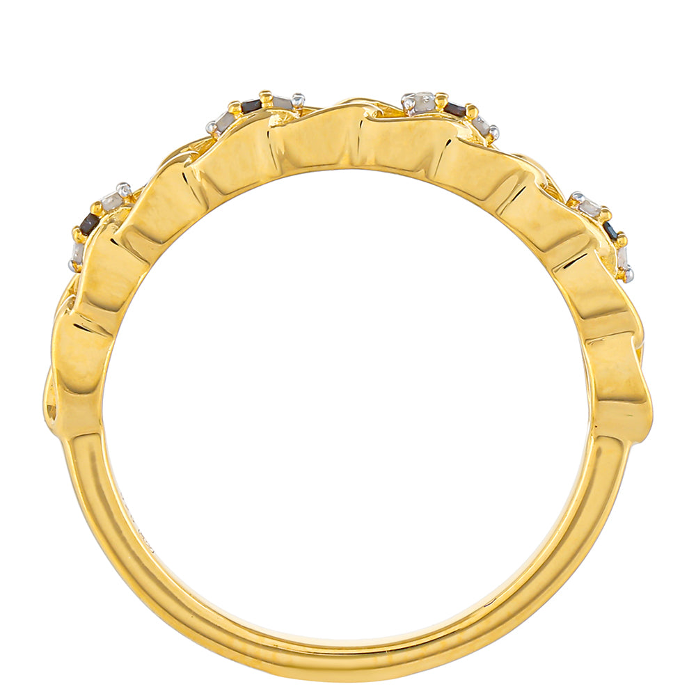 Inel din Argint 925 Placat cu Aur ( 1.79 grame ) cu Diamant Roșu și Diamant Alb 0.06 Carate