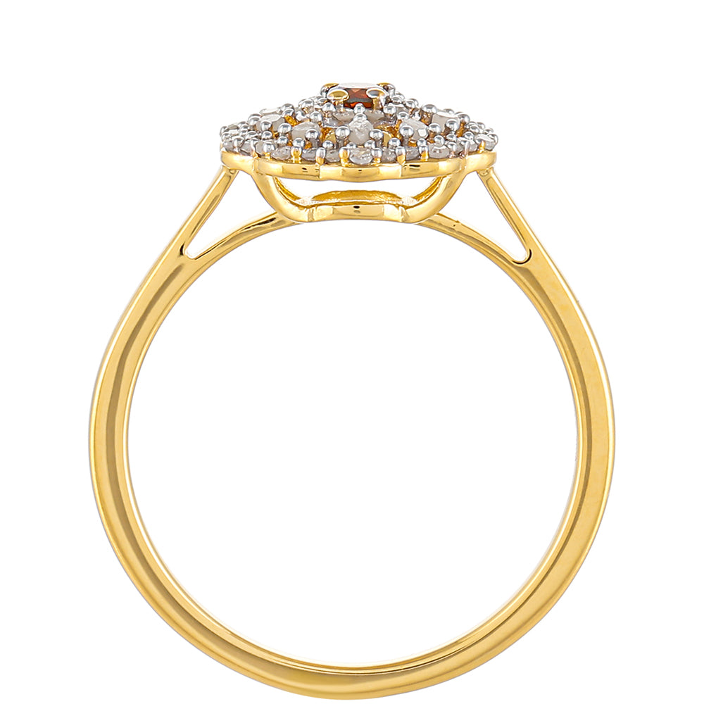 Inel din Argint 925 Placat cu Aur ( 1.95 grame ) cu Diamant Roșu și Diamant Alb 0.33 Carate