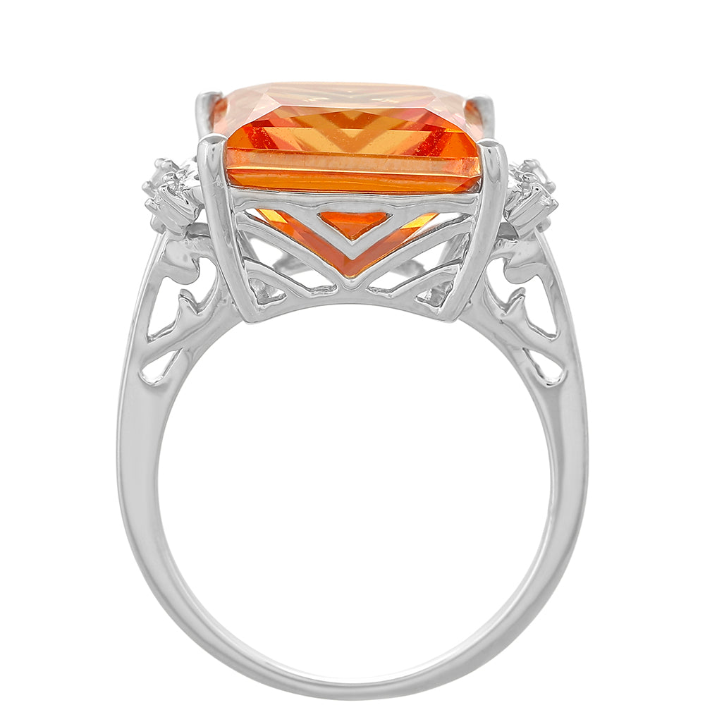 Inel din Argint 925 ( 3.61 grame ) cu Cuarț Padparadscha și Topaz Alb 7.96 Carate
