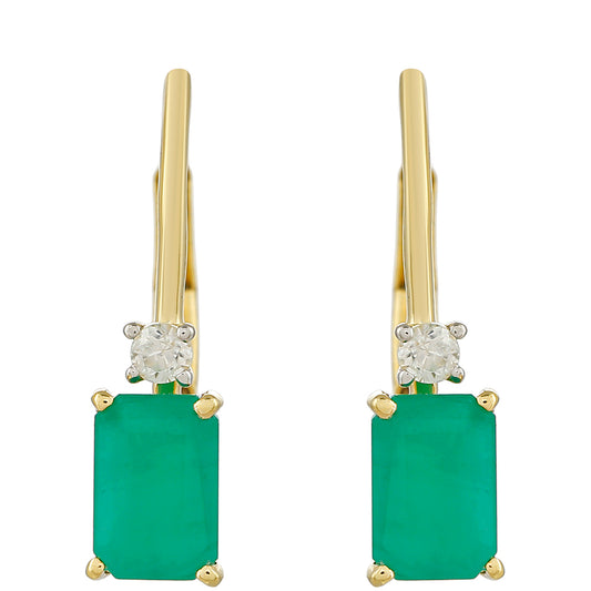 Cercei din Aur de 9K ( 0.86 grame ) cu Smarald Brazilian și Zircon Natural 1.33 Carate