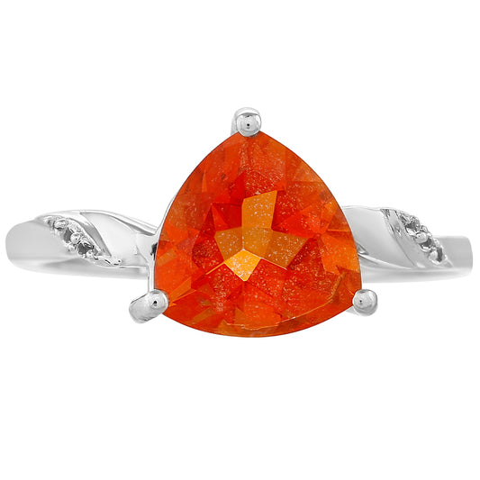 Inel din Argint 925 ( 2.32 grame ) cu Cuarț Padparadscha și Topaz Alb 2.03 Carate