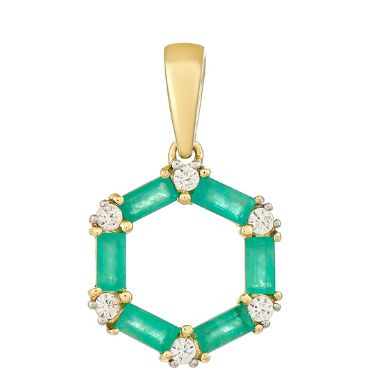 Pandantiv din Aur de 9K ( 1.15 grame ) cu Smarald Brazilian și Zircon Natural 0.88 Carate