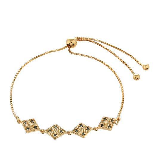 Brățară din Argint 925 Placat cu Aur ( 4.99 grame ) cu Diamant Verde 0.26 Carate