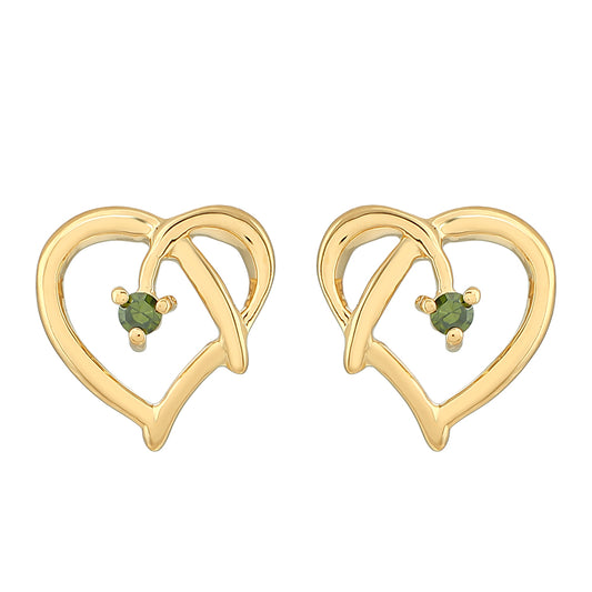 Cercei din Argint 925 Placat cu Aur ( 1.24 grame ) cu Diamant Verde 0.03 Carate